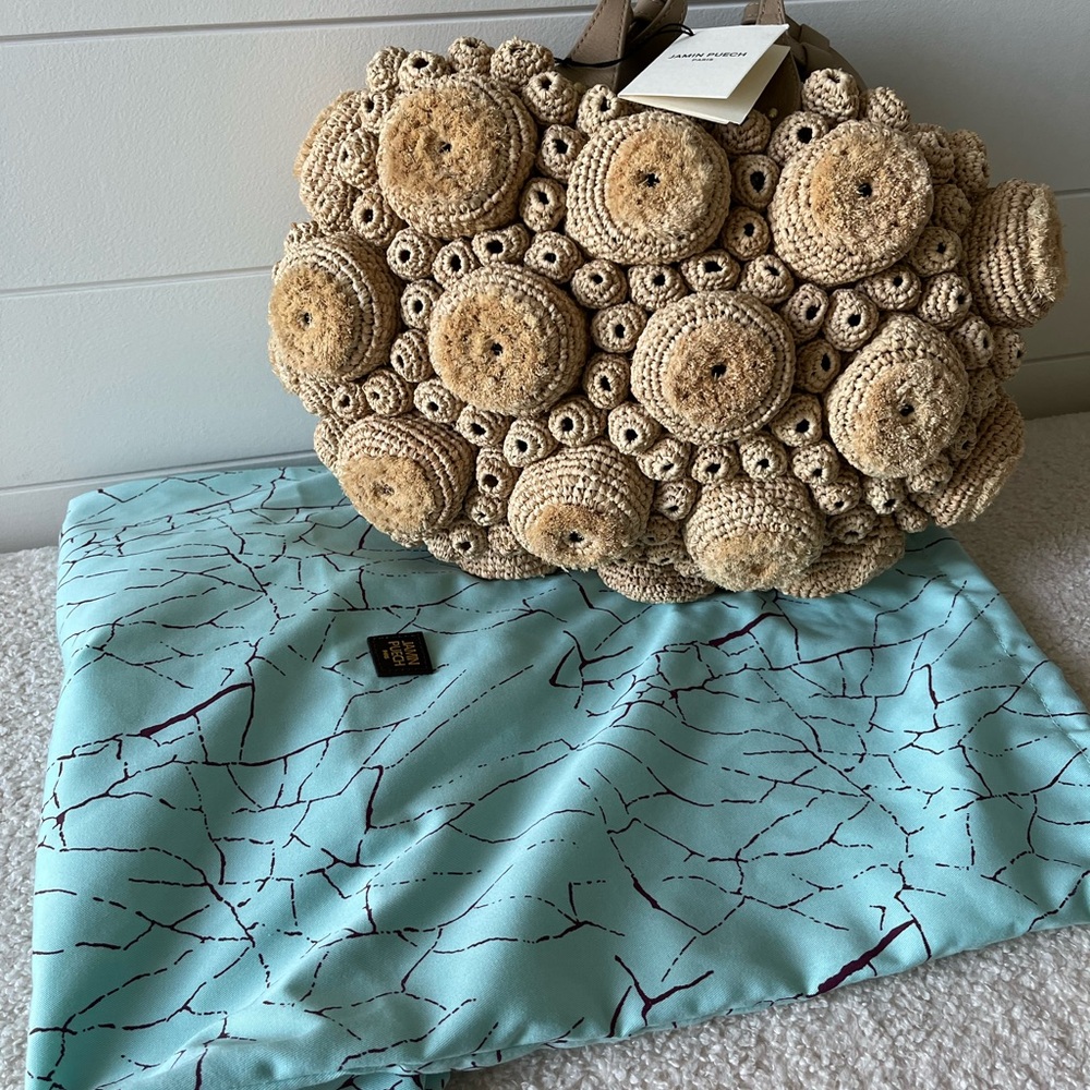 Tan Shoulder Bag with Wooden Accents - Picture 2 of 5